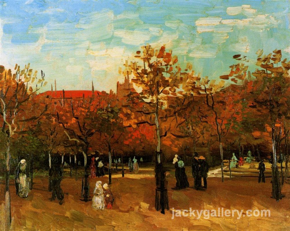 The Bois de Boulogne with People Walking, Van Gogh painting